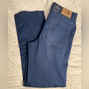 Hart Schaffner Marx Pants navy Flat Front straight fit 5-Pocket Style cotton